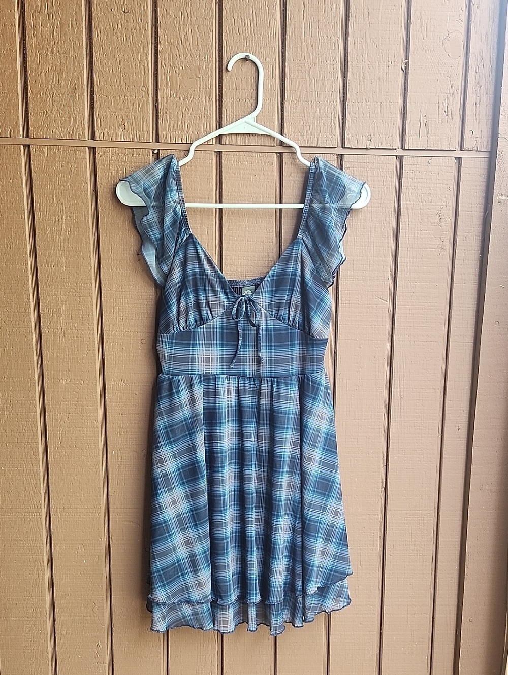 Wild fable Blue Plaid Tie-Front Dress